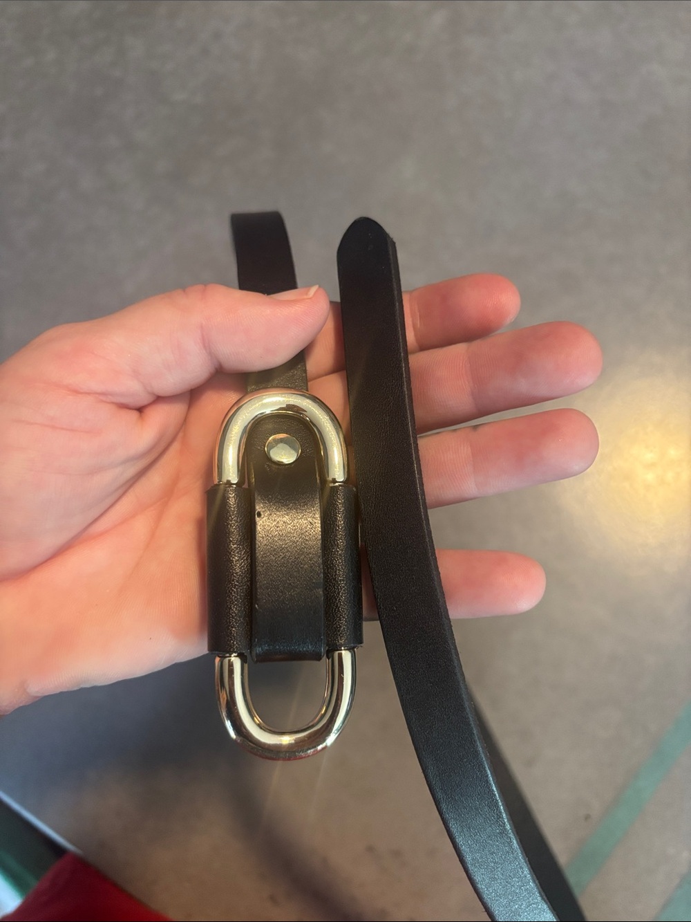 Anthropologie Black Leather Belt with Silver Oval Buckle